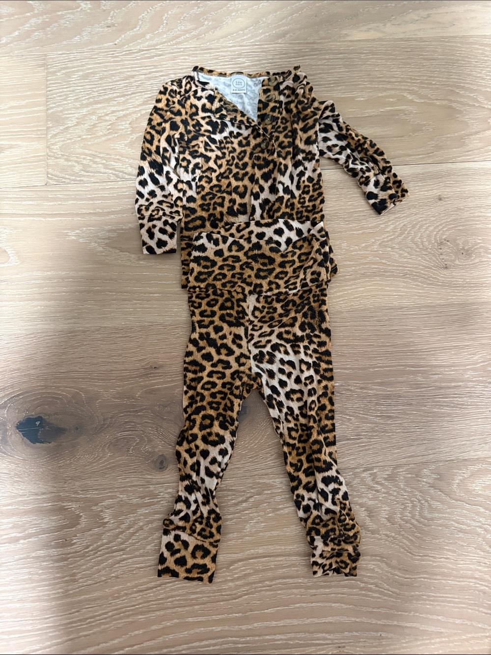 Lou Lou & Company Leopard Print Kids Pajama Set in Tan, Black, White